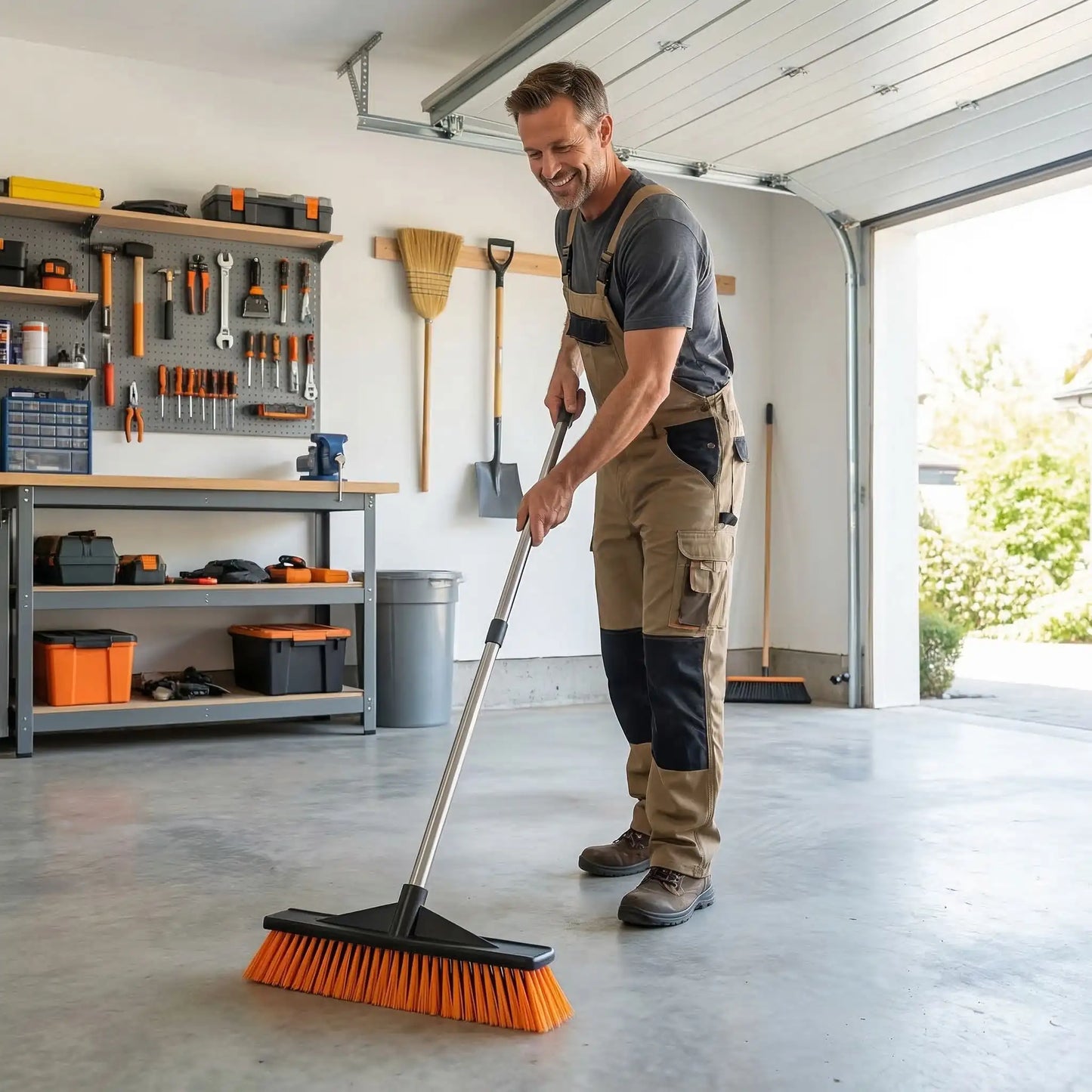Balai brosse terrasse pour terrasse, garage et allée extérieure