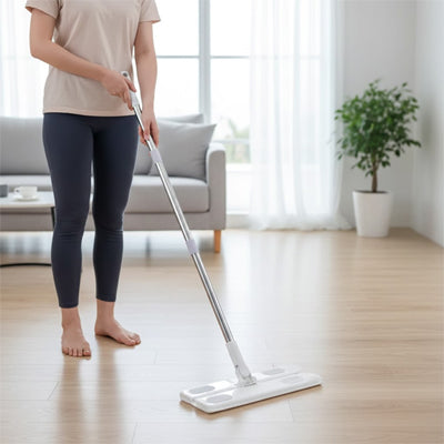 balai plat système accroche lingettes jetables utilisation à sec ou humide
