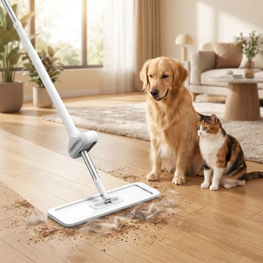 balai serpillère professionnel plat microfibre anti poils d'animaux cheveux et poussière