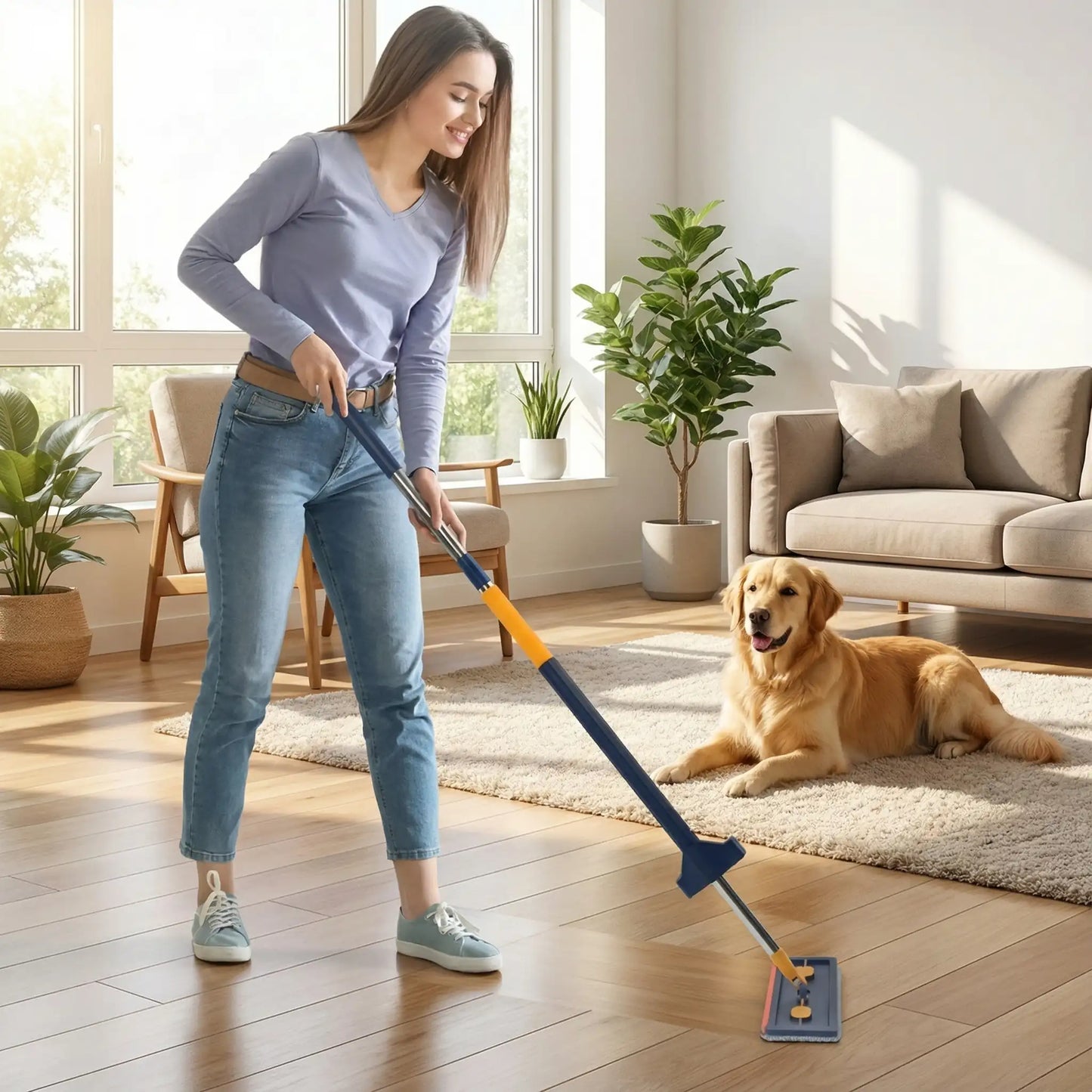 balai serpillère microfibre efficace contre la poussière et  poils d'animaux