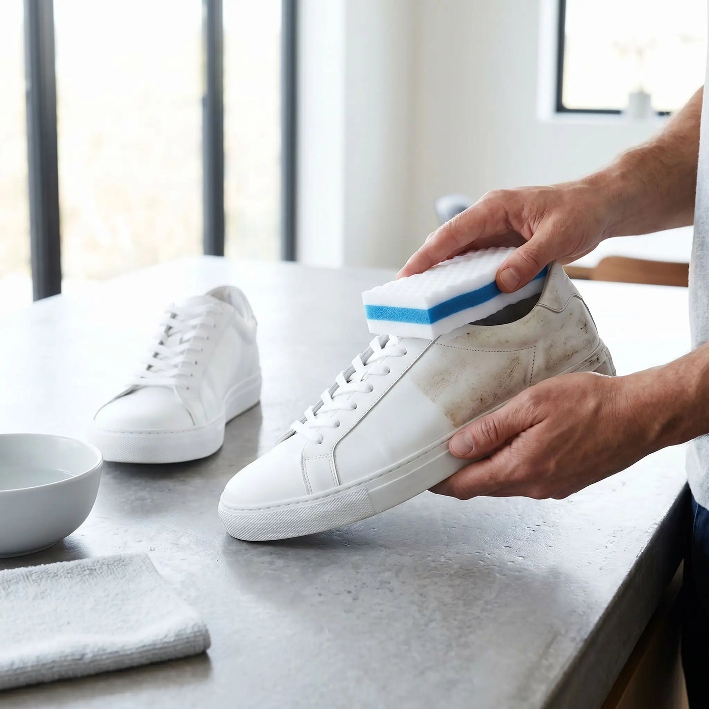 eponge magique pour nettoyer les baskets