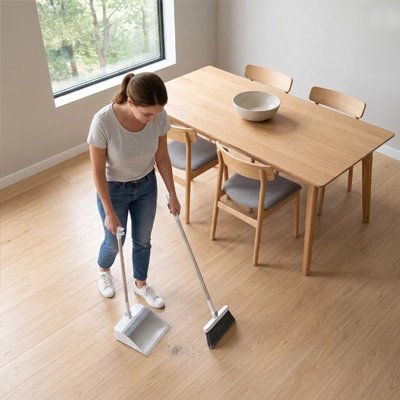 pelle et balayette long manche pour nettoyer toute la maison rapidement