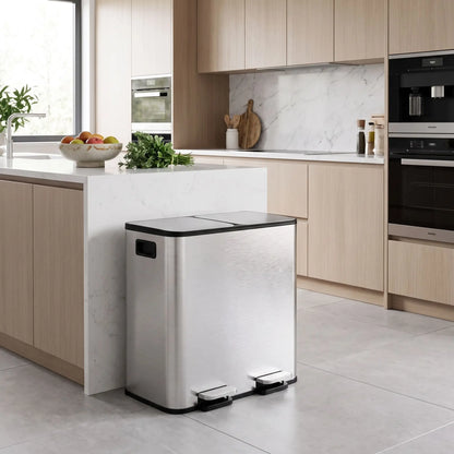 Poubelle de tri cuisine DuoBin design moderne acier inoxydable