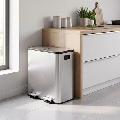 Poubelle de tri cuisine 2x15L compartiments séparés vue intérieure