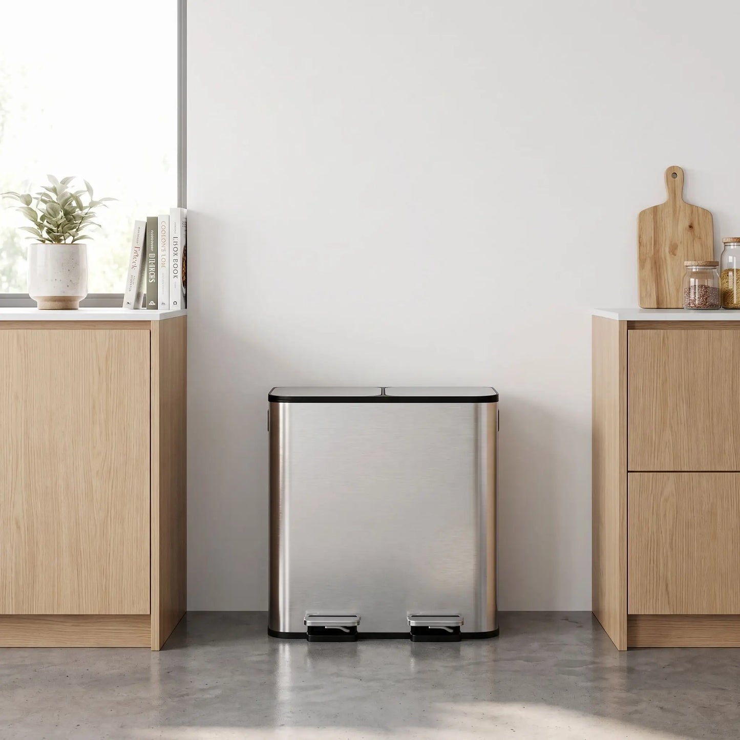 Poubelle de tri cuisine inox couvercle hermétique anti-odeurs