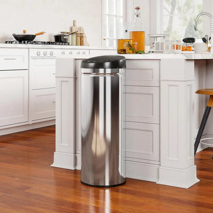 Grande poubelle automatique 50L inox brossé pour cuisine moderne