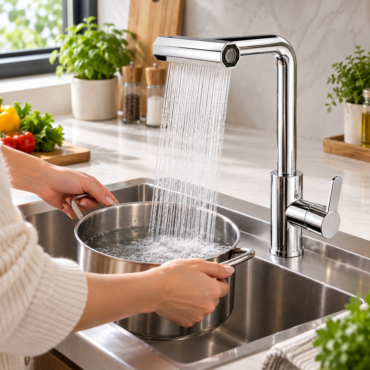 robinet douchette cascade pour cuisine chic et moderne