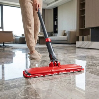 Serpillère microfibre compatible balai plat pour sols brillants