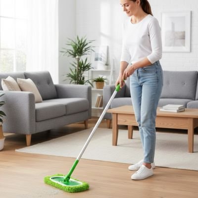Double pad interchangeable sec et humide de la serpillère microfibre SerpiFiber