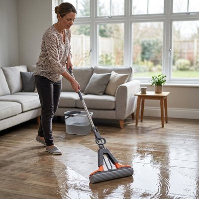 Serpillère éponge à bandes rainurées ultra-absorbantes pour carrelage et parquet