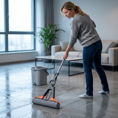 Serpillère AbsorMax avec système d'essorage intégré sans contact avec les mains