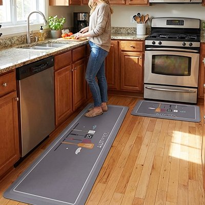 Tapis cuisine moderne gris facile à nettoyer