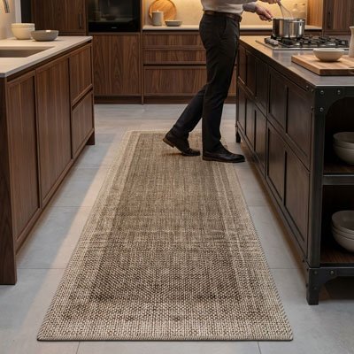 Tapis de cuisine long beige absorbant pour protéger le sol